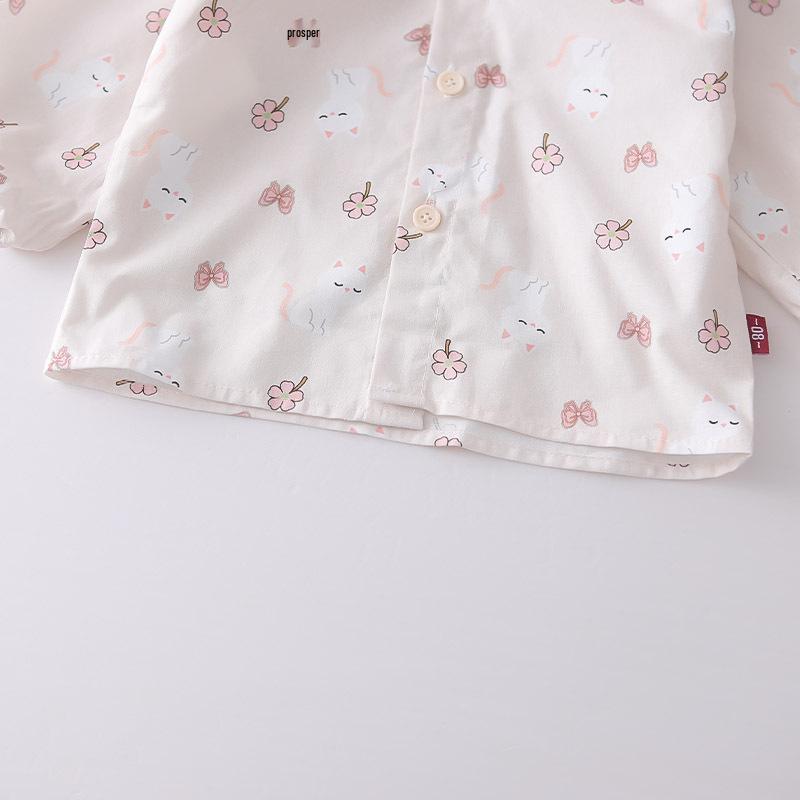 Infant Girls' Floral Cat Lapel Two-Piece Set - Long Sleeve Top & Casual Pants, Spring/Fall 2026