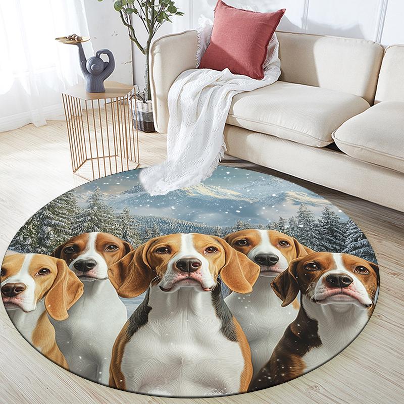 

Beagle pattern round rug,Carpet Rug for Living Room Bedroom Playroom ,Non-slip Floor Mat,Holiday Gifts and Birthday Gifts. 80cmx80cm
