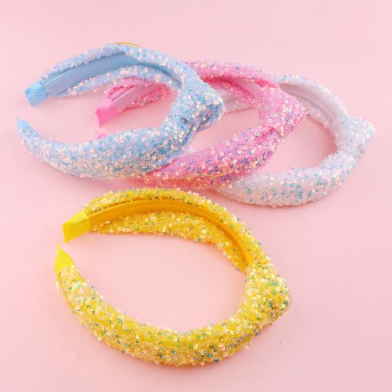 Girls Hair Hoop Knotted Shiny Sequin Elastic Headband Comfortable Fit Glittery Sparkling Hairband Hair Accessories