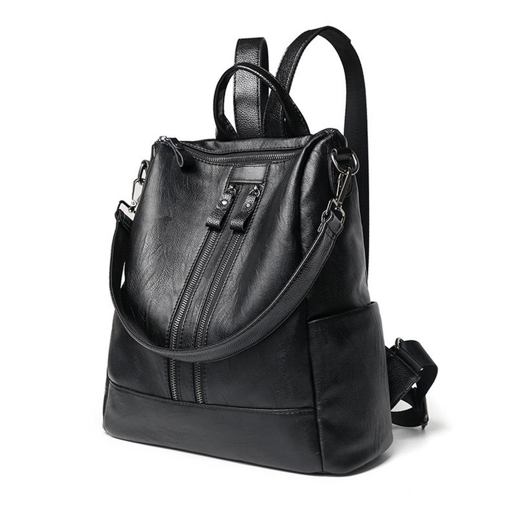 Soft Backpacks for women New PU Artificial Leather women's backpack large capacity black backpack fashion trend student class