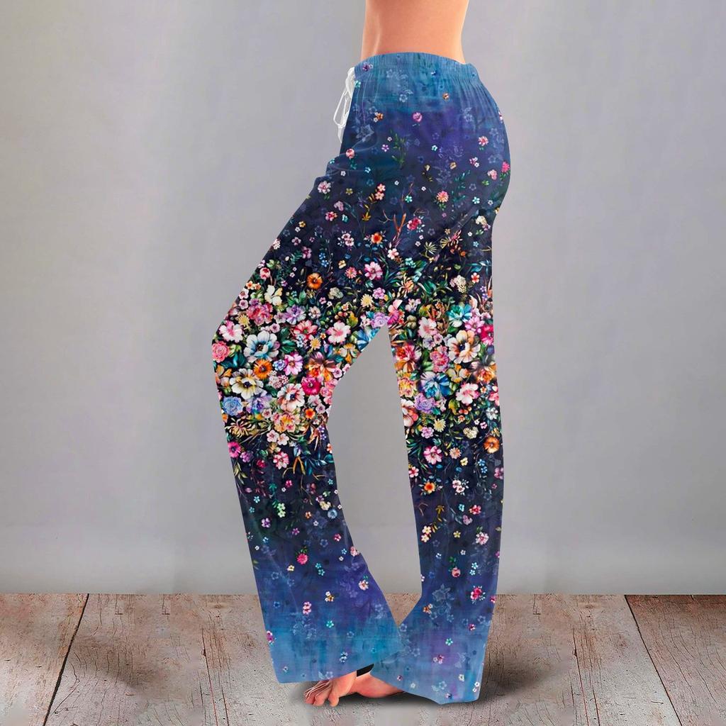 Women's Cute Floral Print Drawstring Pants Casual Pajama Pants