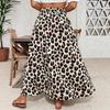 Summer New Women's Leopard Print High Waist Skirt Elastic Waist Slit Hem Casual Long Skirt