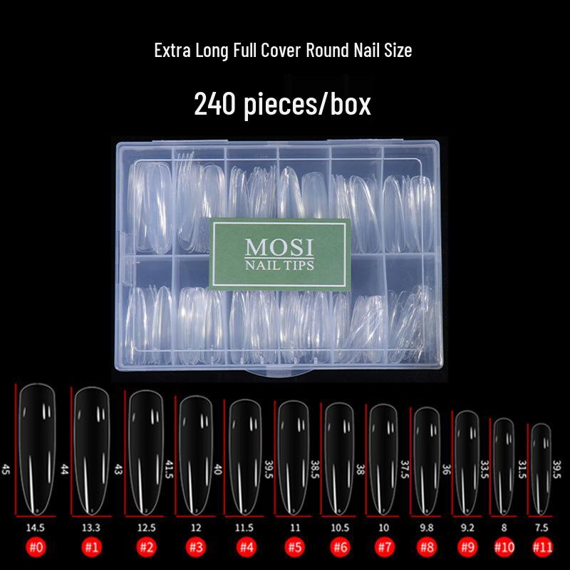 

Ultra-Thin Extra Long Oval Nail Tips - Seamless Celebrity Style Nail Art Stickers