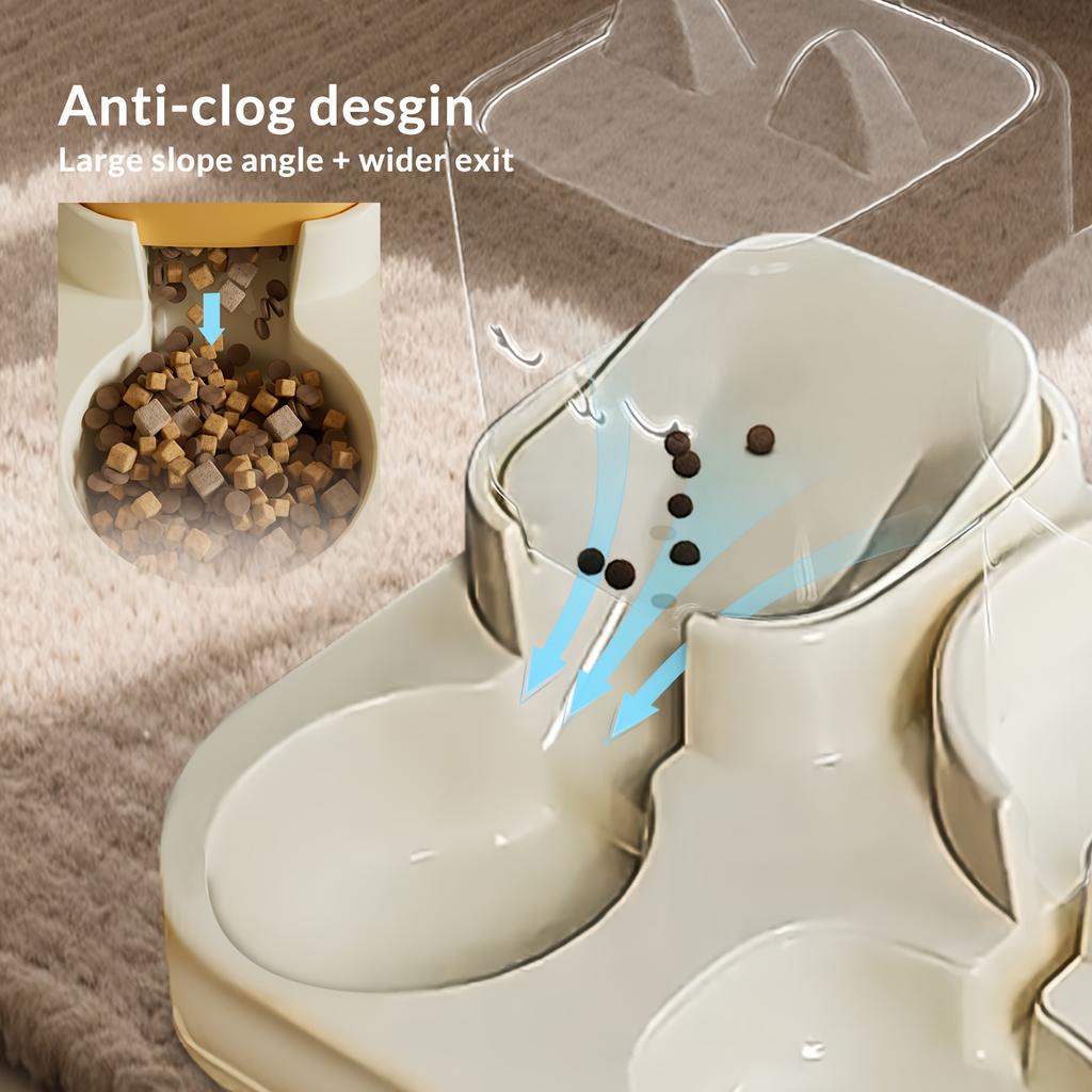 1SET Automatic Intelligent Feeding Integrated Pet Feeder, with Wet and Dry Food Separation Function and Automatic Water Supply System.