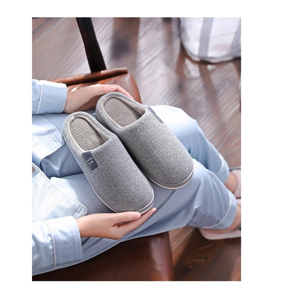 36-49 Men Women Cotton Slippers for Home, Anti Slip Warm Fuzzy Indoor House Slippers for Autumn Winter