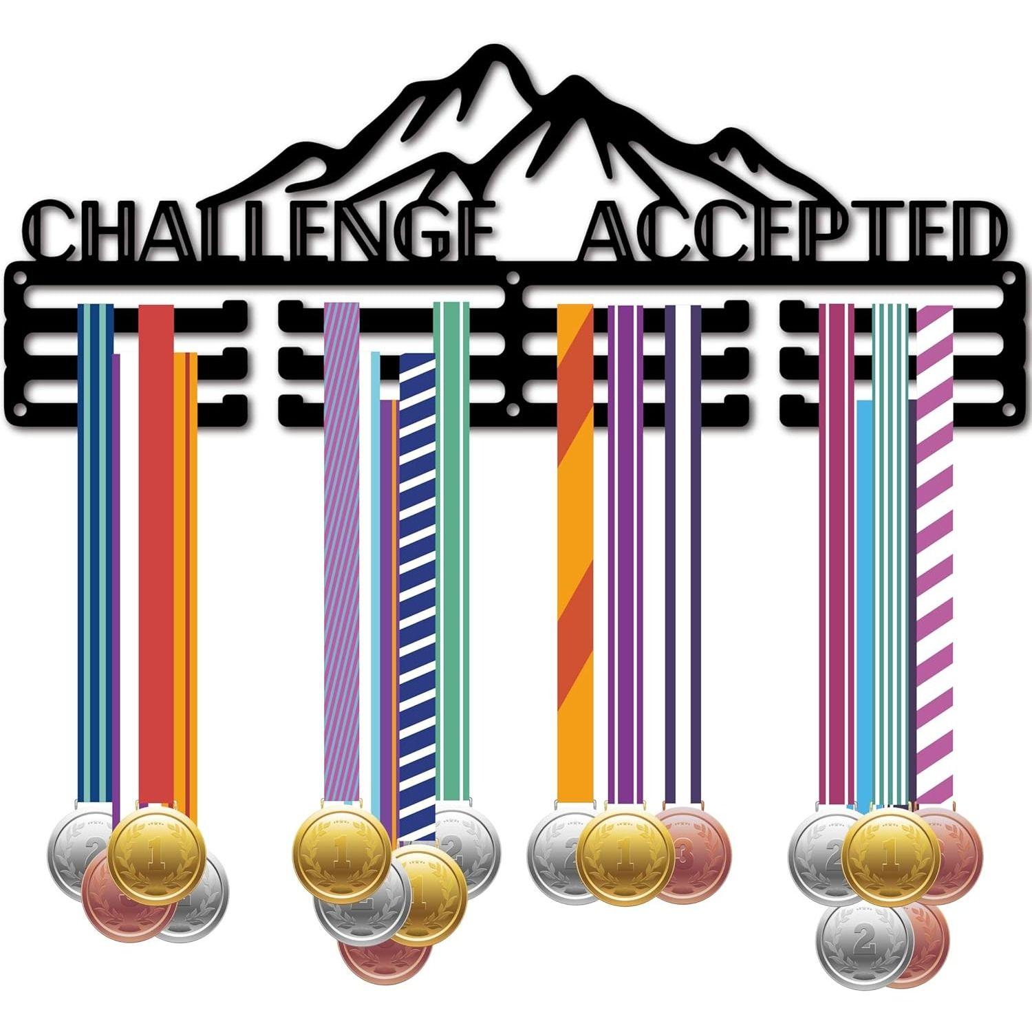 Черный металлический настенный держатель для медалей 40x15 см для спортивных наград