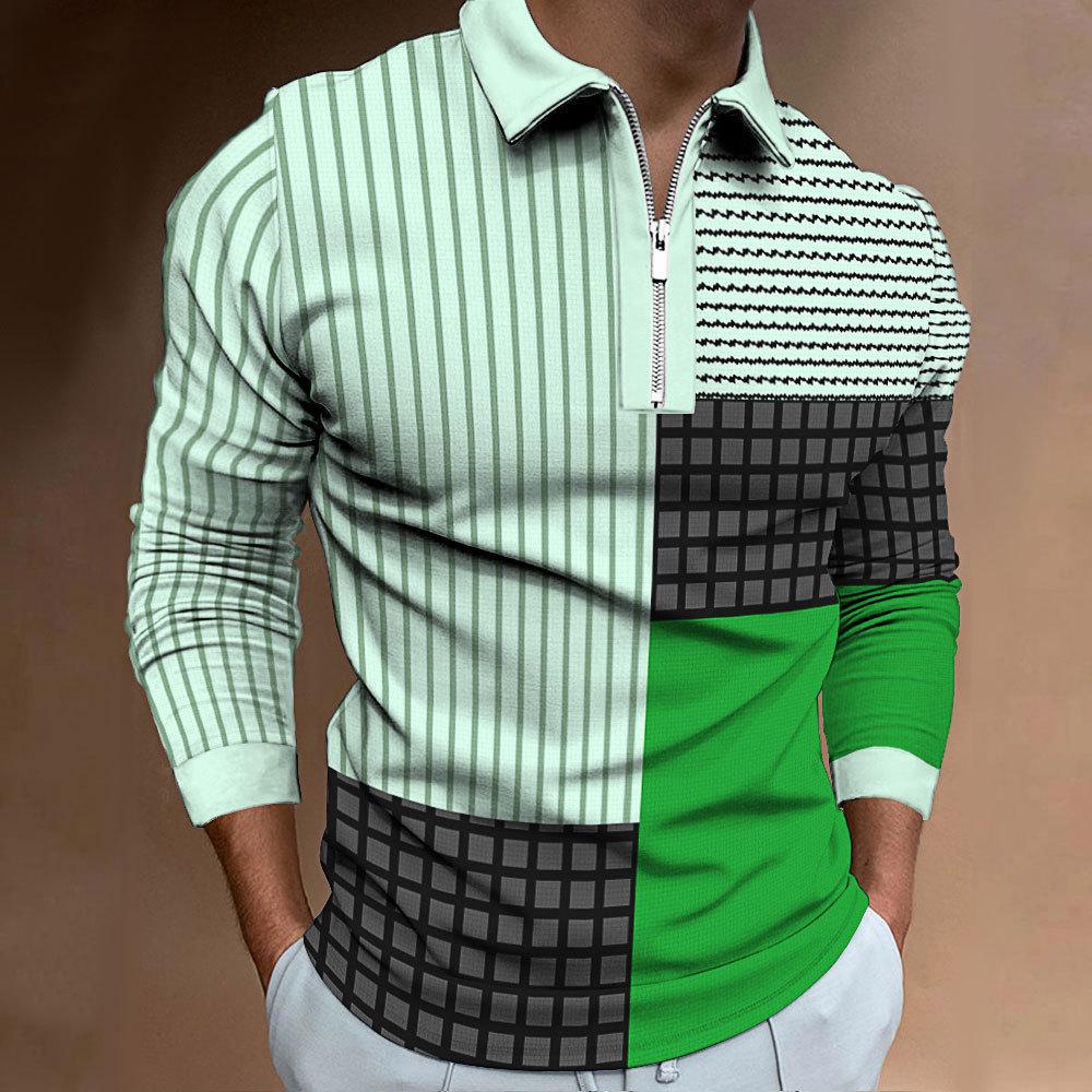 New Men's Long Sleeve Multi Colour Digital Printed Polo Shirt Men's Casual Sweatshirt Tops