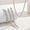 Fashionably Simple Diamond-studded Ring, Bracelet, Earrings And Necklace Set For Women. Bridal Jewelry Set.