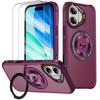 Case with Stand - BOOLING - for iPhone 17 - PC Silicone with Magnetic Ring - Red - with 2 Tempered Glasses