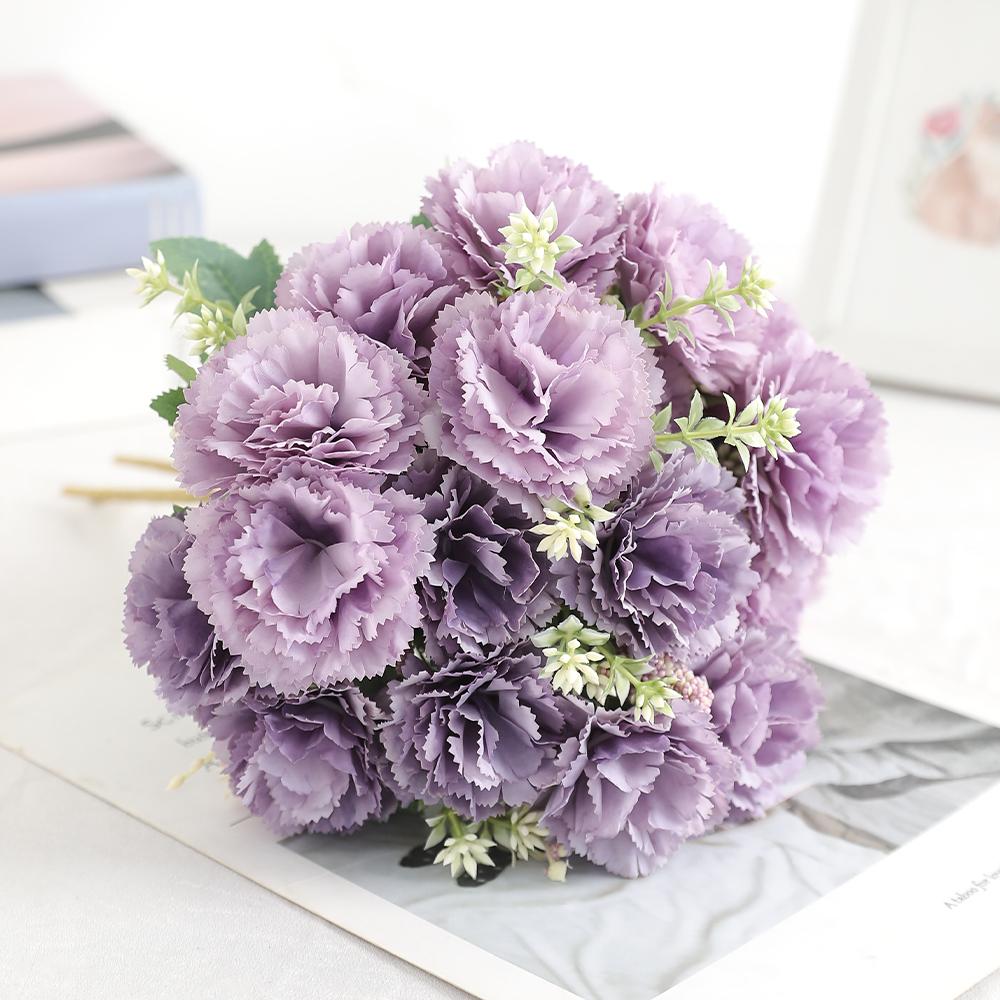 

1/3Pieces Of Carnation 28cm Artificial Bouquet Home Room Decoration Stone Bamboo Garden Wedding Deco DIY Bride Holding Flowers 1Pieces фіолетовий