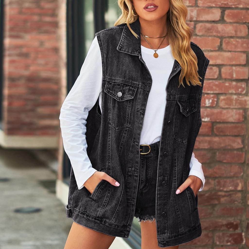 Women's Casual Loose Vintage Denim Vest Jacket
