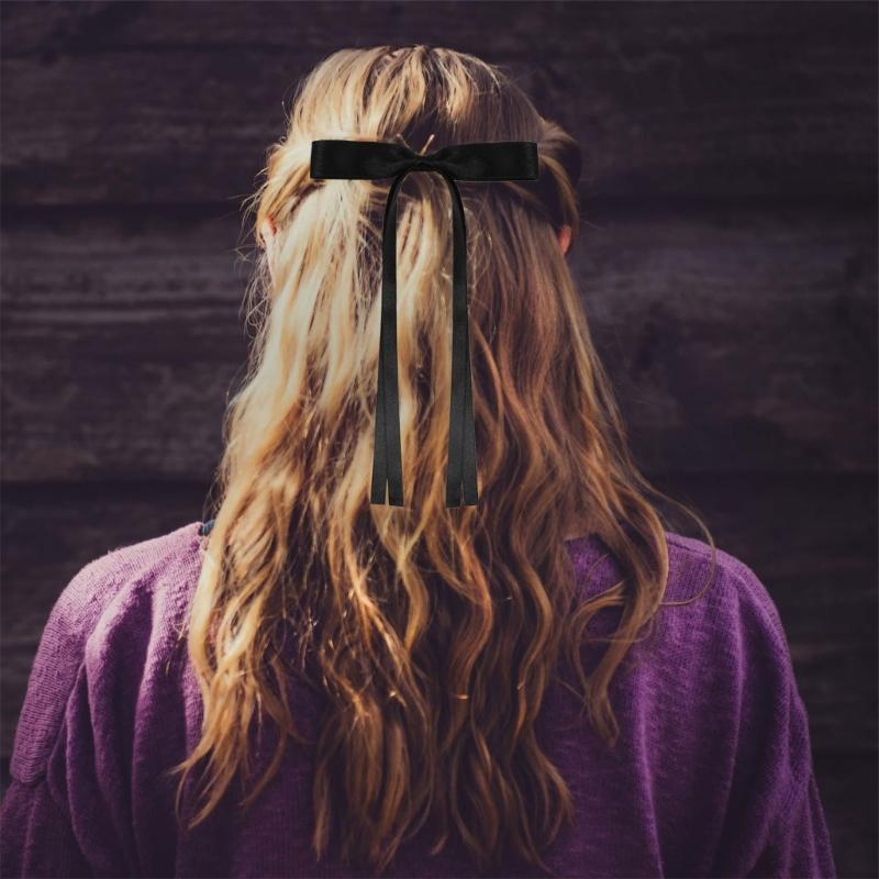 10PCS Soft Polyester Hair Barrettes Double Ribbon Bows Design Nonslip Duckbills Clip For Daily Use And Sports