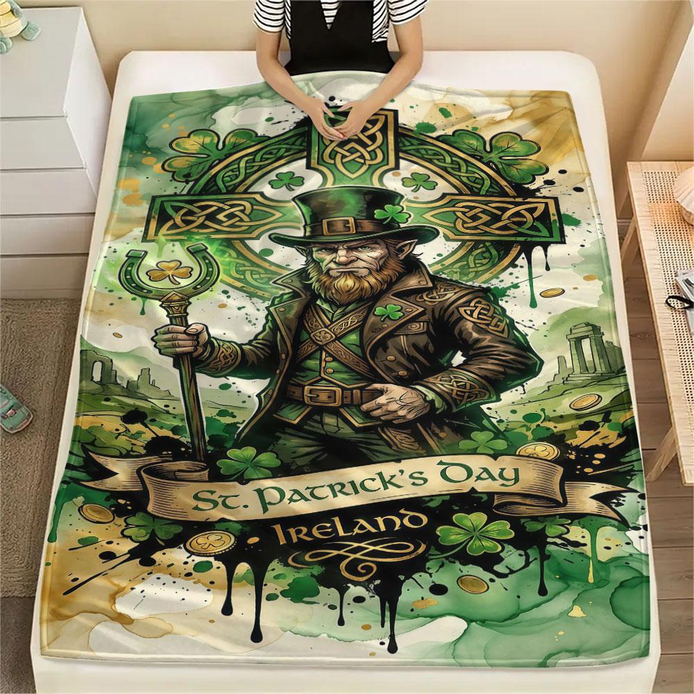 1Pc GreenMagic Print Flannel Blanket, High Quality Comfortable for All Seasons, Home Decor, Warmth and Comfort, Perfect for Christmas Gifts