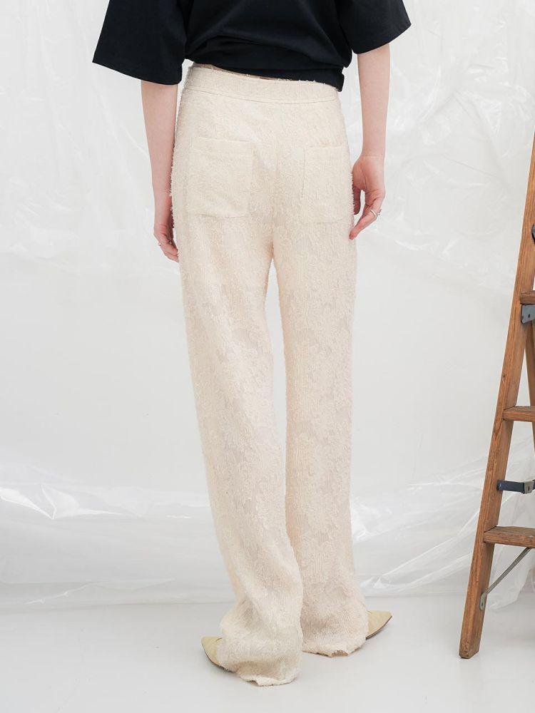 Yusentig Fringe Straight Fit Pants Light Beige Aw4Ml42090