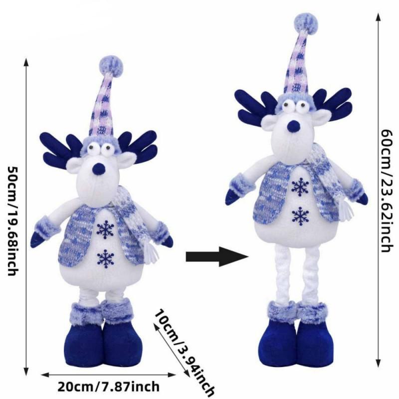 1PC Christmas Decorations Adjustable Extendable Snowman Reindeer Plush Dolls Home Tabletop Ornaments New Year Gifts