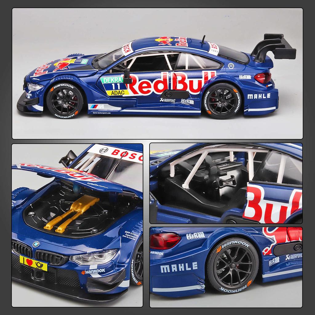 1/24 Scale BMW M4 GT3 Red Bull Co-brand Alloy Sports Car Model Diecasts Metal Racing Vehicles Car Model Sound and Light Kids Toys Gift