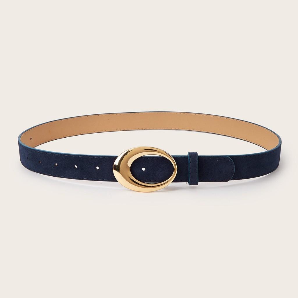 Minimally Retro Gold Ring Buckle Decorative Suede Women Casual Belt For Fashion Accessories