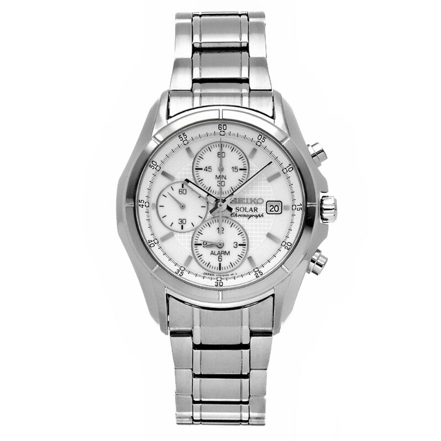 

Men s Solar Chronograph Watch - White Dial Stainless Steel Sport Watch SSC003J1