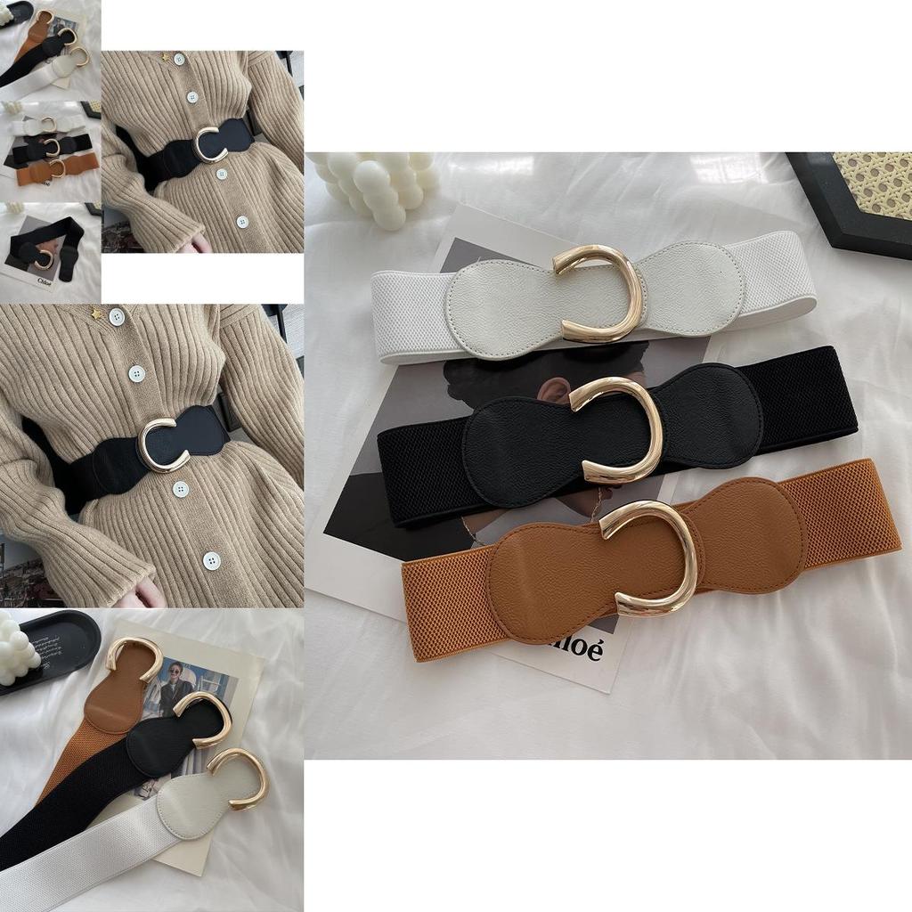 Elegant Women's Black Waist Cincher Belt With Flexible Stretch For Fashionable Dresses