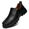 Men's Large Size Leather Slip-On Loafers, Thick Soft Sole, Size 47, Casual Shoes for Middle-Aged Dads