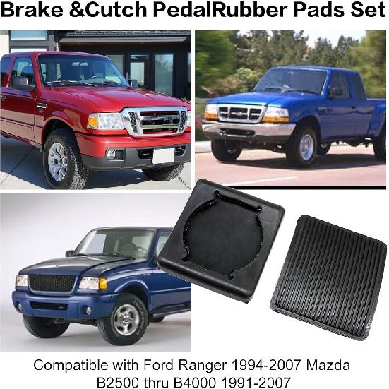 XQSMWF Brake and Clutch Pedal Rubber Pads Set Pack Compatible With Ford Ranger 1991-2007 Compatible with Mazda B2500 Thru replace B4000 1994-2007