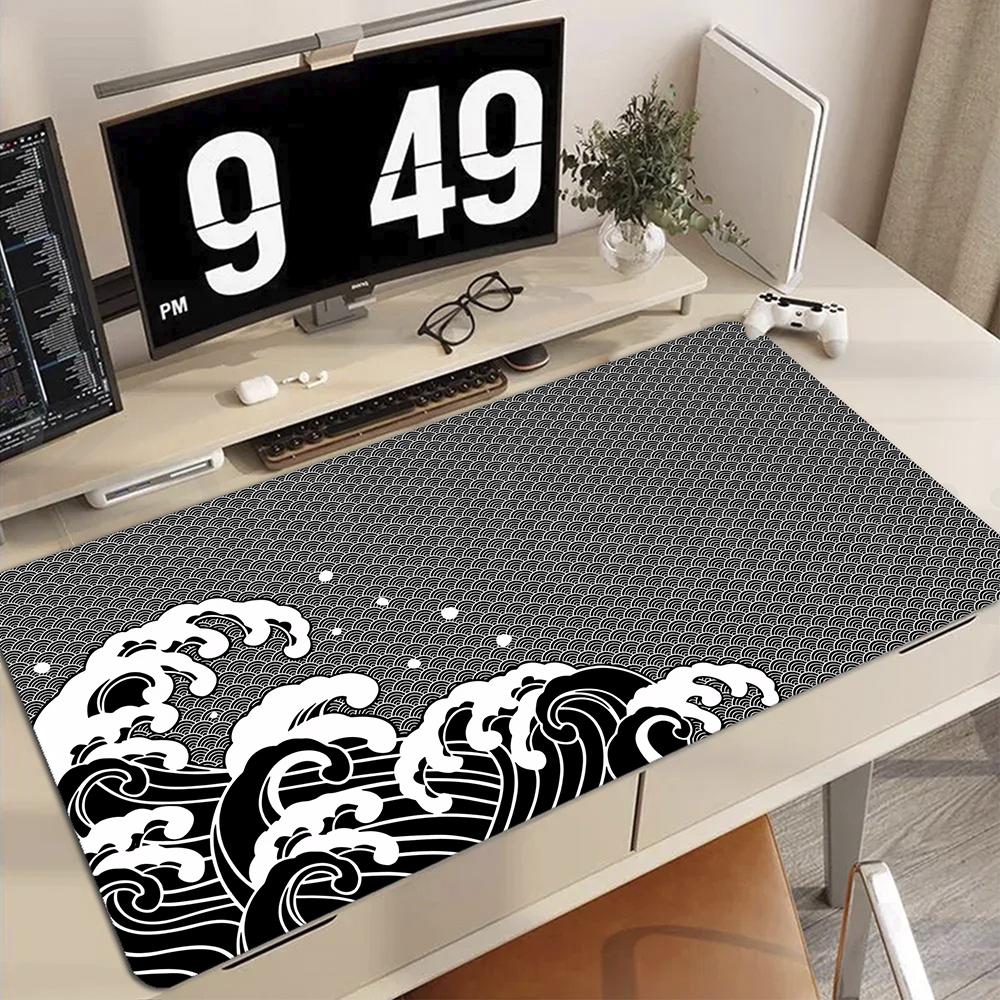 Japanese Great Off Wave Mouse Pad Gaming Mouse Mat Large Mousepad Rubber Deskmat Company Desk Pad Big Mousepads 900x400mm