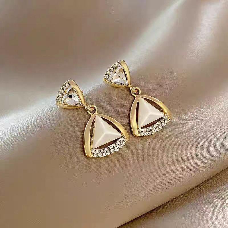 Silbernadel-Diamant-Opal-Ohrringe, modisch, vielseitig, leicht, luxuriös, schlicht und zart, Zirkon-Ohrringe