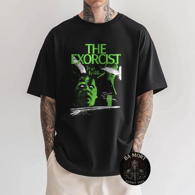 T-shirt da uomo in cotone 100% Collage Esorcismo Verde Neon Film Horror Top