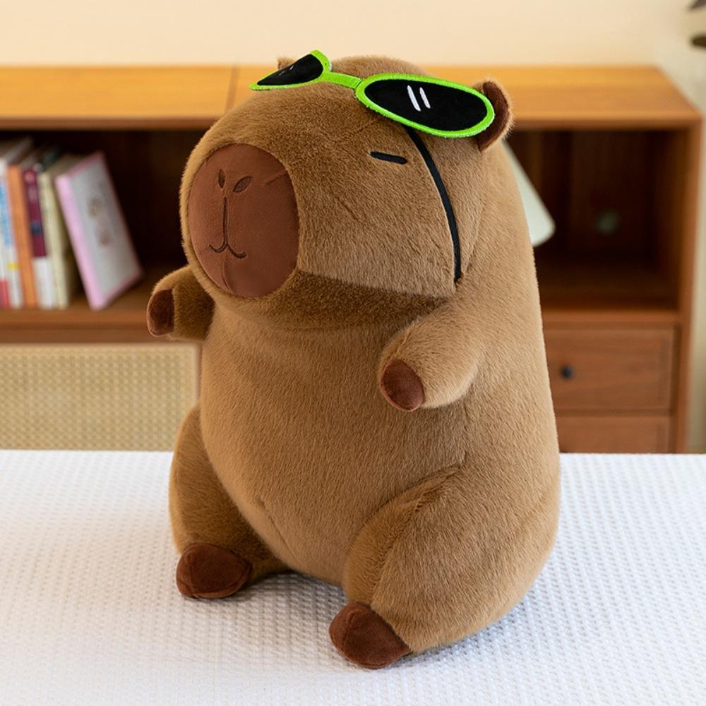 

Wear Glasses Capybara Plush Toy Cartoon Capibara Fluffty Doll Capybara Plush Doll Birthday Gift зелений