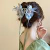 New Chinese bow ribbon hairpin niche back head disc hair shark clip grab clip Guochao high-end hair accessories women