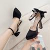 New Bow Tie High-heeled Sandals for Women, Pointed Silk ,Fashionable Single Shoes Platform Sandals Women Shoes