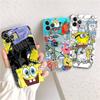 Cartoon Niedlich S-SpongeBob Anime Handyhülle Für IPhone 11 13 16 12 17 14 15 Pro Max Plus Weiche Klare Rückseite Hülle