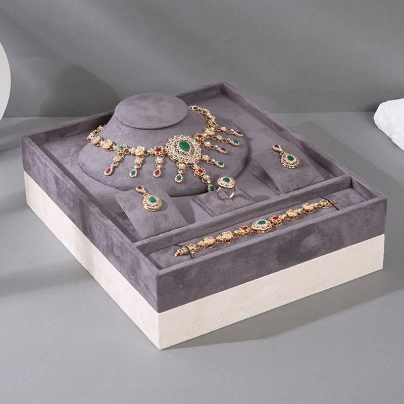 Elegant Velvets Jewelry Display Tray Storage Board for Bracelets Necklaces and Earrings Accessories Organization Tool