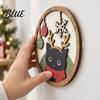 Holiday Wall Ornaments Christmas Black Cat Decor, Layered Wooden Hanging Sign, Round 2D Decorative Plaques Flat Art Decoration for Living Room Bedroom