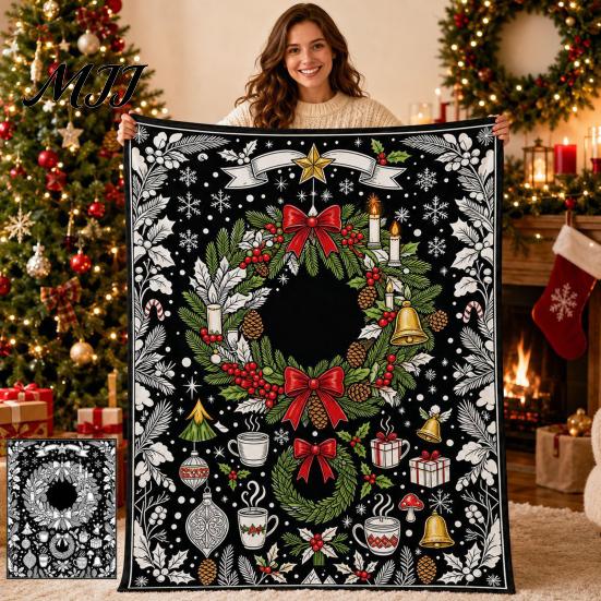 Unique Creative Celebration Gifts Christmas DIY Coloring Blanket for Adults And Kids, Color Your Own Blanket, 59" x 51" Soft Cozy Polyester