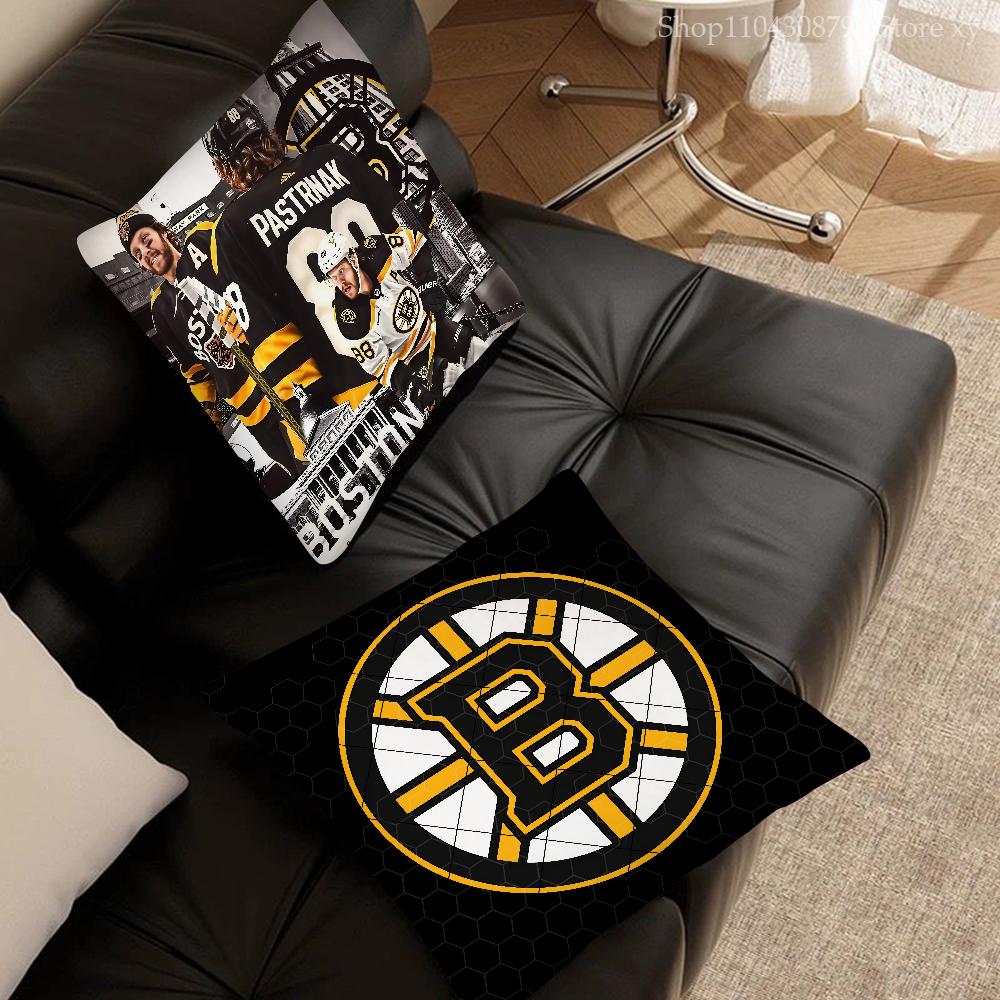 B-Boston-N B-Bruins Pillow Case Square Pillow Bedroom Sofa Leisure Comfort Cushion Car Living Room Home Decoration