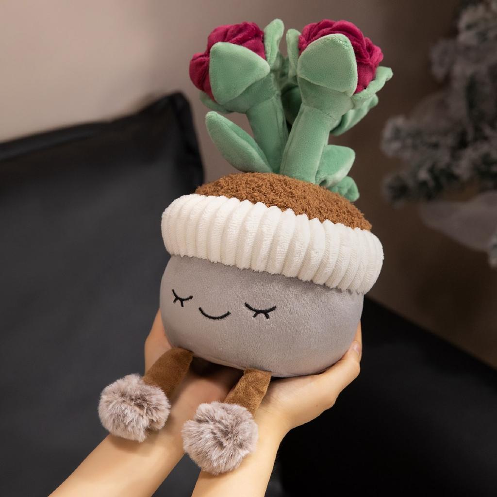 Cute Cartoon Potted Plant Ornament Plush Toy Doll Desktop Decoration Flower Doll Girl Gift,Cute Ornament,Children, Couple Doll Gifts,1pc