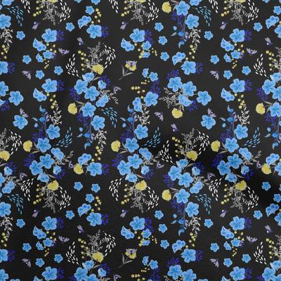 Cotton Flex Blue Fabric Floral  Sewing Fabric By The Yard Printed Diy Clothing Sewing Supplies 40 Inch