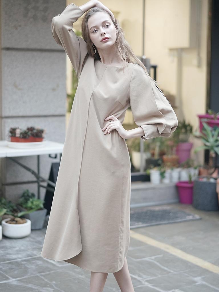 PINBLACK Classic Ruffle Dress Beige