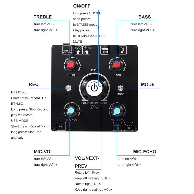 Dual Microphone Karaoke Machine Bluetooth 5.0 Sound Power Amplifier Integrated Amp & U-Disk Player Home Audio Subwoofer System