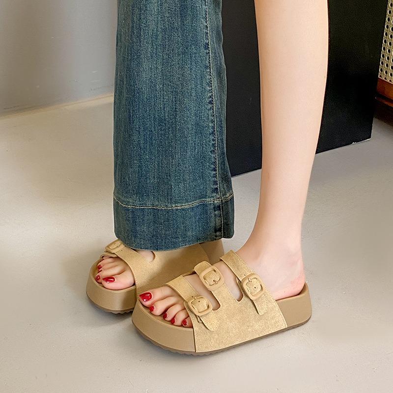 One-word slippers women's fashion versatile outer wear summer new hollow sandals women's thick-soled bag head slippers