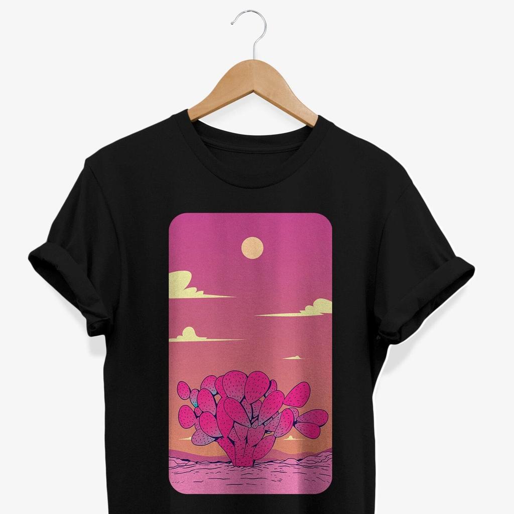 Vibrant Cactus Sunset T-shirt | Desert Vibes Colorful Graphic Tee | Minimalist Abstract Art Western Landscape