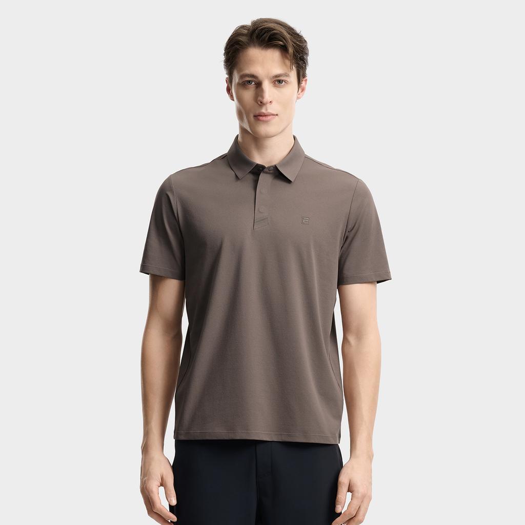 Fila F.C. Classic Minimalist Basic Casual Light Business Versatile Comfortable Knitted Short Sleeve Polo Shirt Men Tops Light-Brown F11M621103FBN