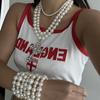 Punk Pearl Cross Necklace Set, Personalized Beads Stacked Collarbone Chain Necklace For Women