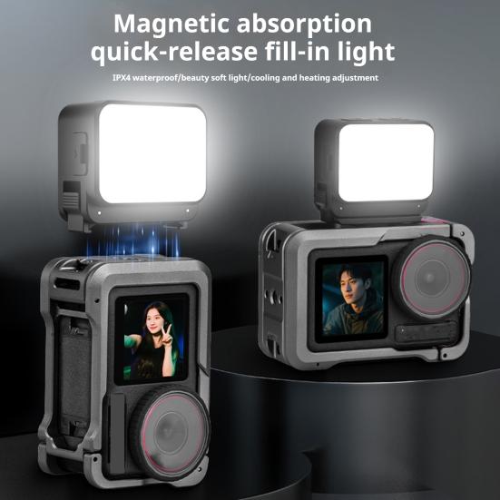 LED Magnetic Camera Light Dimmable 3 Color Temperatures IPX4 Waterproof Adjustable Mini Fill Light for Action 5 Pro/for Action 5/for Action 4