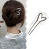 Korean Metal U Shape Love Heart Hair Pins for Women Girls Silver Gold Color Hairwear Simple Heart Shaped Hair Sticks Accessories