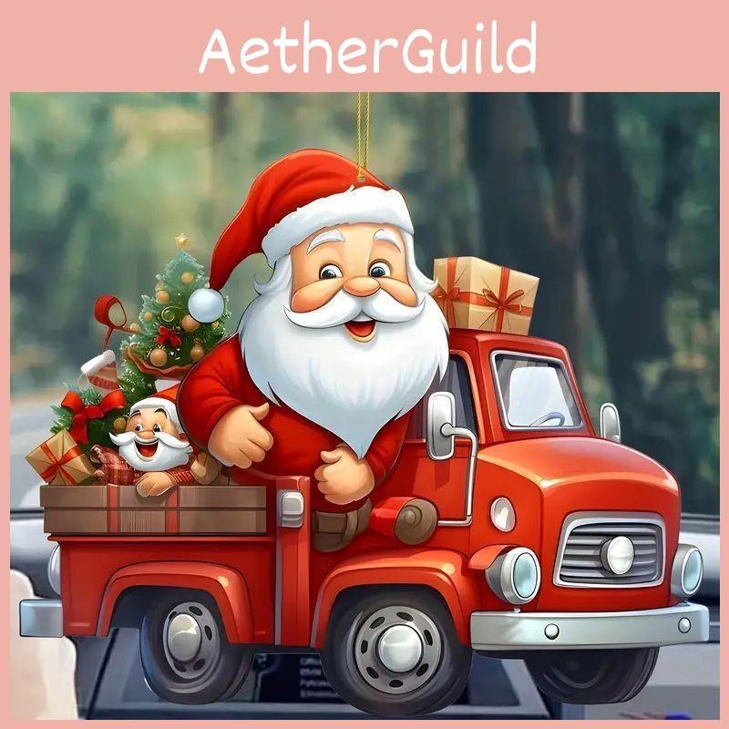 Claus Santa Drive Car Pendant With Acrylic Flat Surface For Gift Christmas