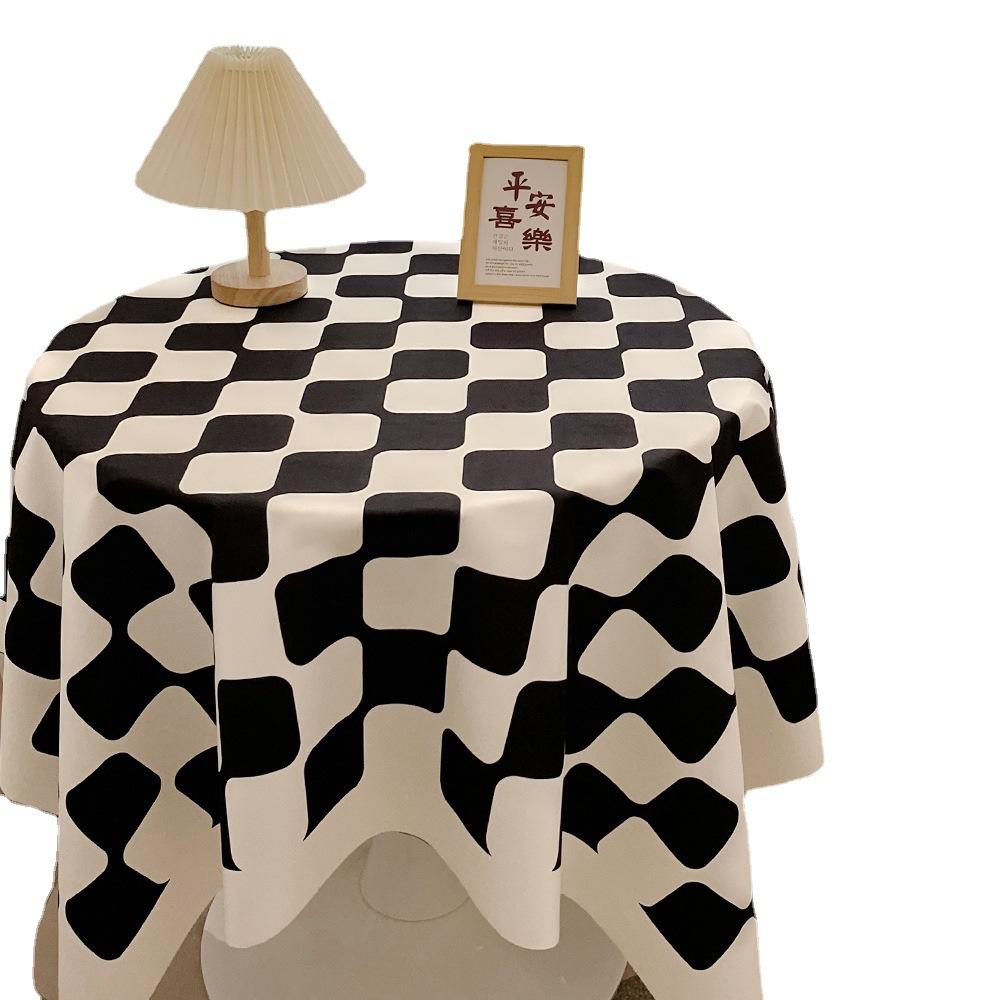 Ins Checkerboard Tablecloth Plaid Desk Mat Versatile Student Essential for Dormitory Round Table Cover Coffee Table Mat Dining Table Cloth Decorative