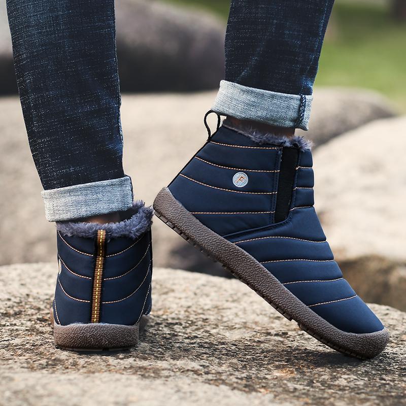 Schneestiefel für Herren und Damen, warme Wüstenstiefel mit Fell, Unisex, zum Reinschlüpfen, Outdoor-Wanderstiefel für Paare, große Größe, wasserdicht