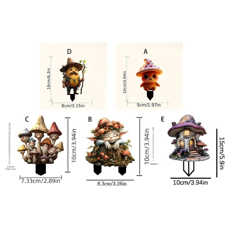 Acrylic Garden Floor Plug Cartoon Creative Mushroom Statue Sculptures Multifunctional Waterproof Mushroom Figurine